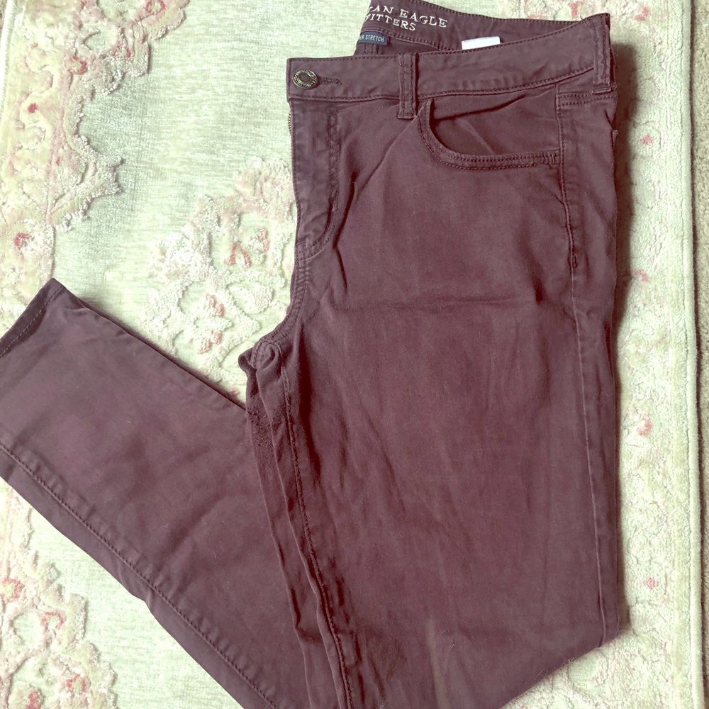 American Eagle Sateen Jeggings Plum